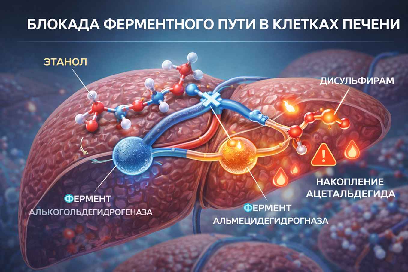 Иллюстрация действия дисульфирама